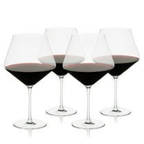 Viski Liminal Burgundy Crystal Wine Glass, Ultrathin Lightweight Clear Drinking Glasses, Elegant Stemmed Glassware for Chardonnay, Pinot Noir, and Red Wines, 23 oz, Set of 4