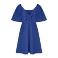thumbnail image 4 of Fartey Dresses for Women 2025 Spring Summer Deep V Neck Knee Length Dress Elegant Bow tie Mini Dresses Fashion Casual A-Line Cocktail Dress Blue S-2XL, 4 of 7