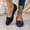 Black, variant on Women's Round Toe Wedge Flats Faux Leather Rhinestone Decor Slip On Casual Dress Shoes for Daily Walking Wear Beige 6