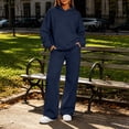 thumbnail image 2 of YFNNUP Womens 2 Piece Lounge Sweatsuit Fall Fashion Matching Sweat Sets Oversized Hoodies & Baggy Jogger Sweatpants Navy,L, 2 of 7