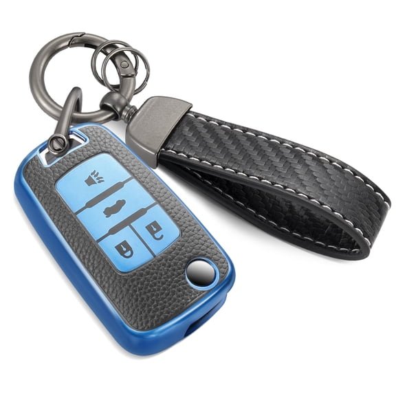 for Chevy Key Fob Cover with Metal Braided Rope Keychain, Upgraded Key Case for Cruze Equinox Malibu Sonic Trax Impala Cruze Traverse Equinox (5 Buttons)