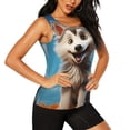thumbnail image 2 of Easygdp Ciel Bleu Loup Mignon pour Débardeur d'Entraînement pour Femmes, Haut de Course, Chandail de Randonnée, Séchage Rapide pour la Course, Yoga, Randonnée-Moyen, 2 of 7