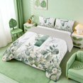 thumbnail image 3 of Manfei Watercolor Letter T Eucalyptus Flower Full Size Comforter Sets for Kids Boys and Girls, Botanical Print Bedding Sets, Gray Reversible 3-Piece, 1 Comforter and 2 Pillowcases, 3 of 6