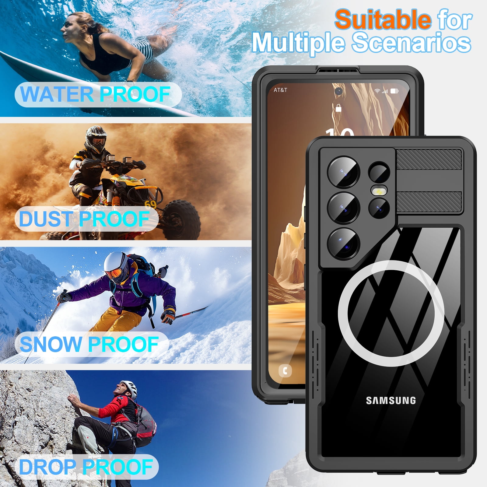 ANTSHARE for Samsung Galaxy S26 Ultra Case Waterproof, Built-in Lens & Screen Protector, Compatible with MagSafe, Shockproof Dropproof 360° Full Body Protection Phone Case for S26 Ultra 6.9''