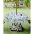 thumbnail image 3 of Outdoor Tablecloth with Umbrella Hole and Zipper Blue Flower Round Outdoor Tablecloths 60 Inch Waterproof Outside Table Cloths Floral Patio Table Cloth Cover for Outdoor Tables Picnic Garden, 3 of 6