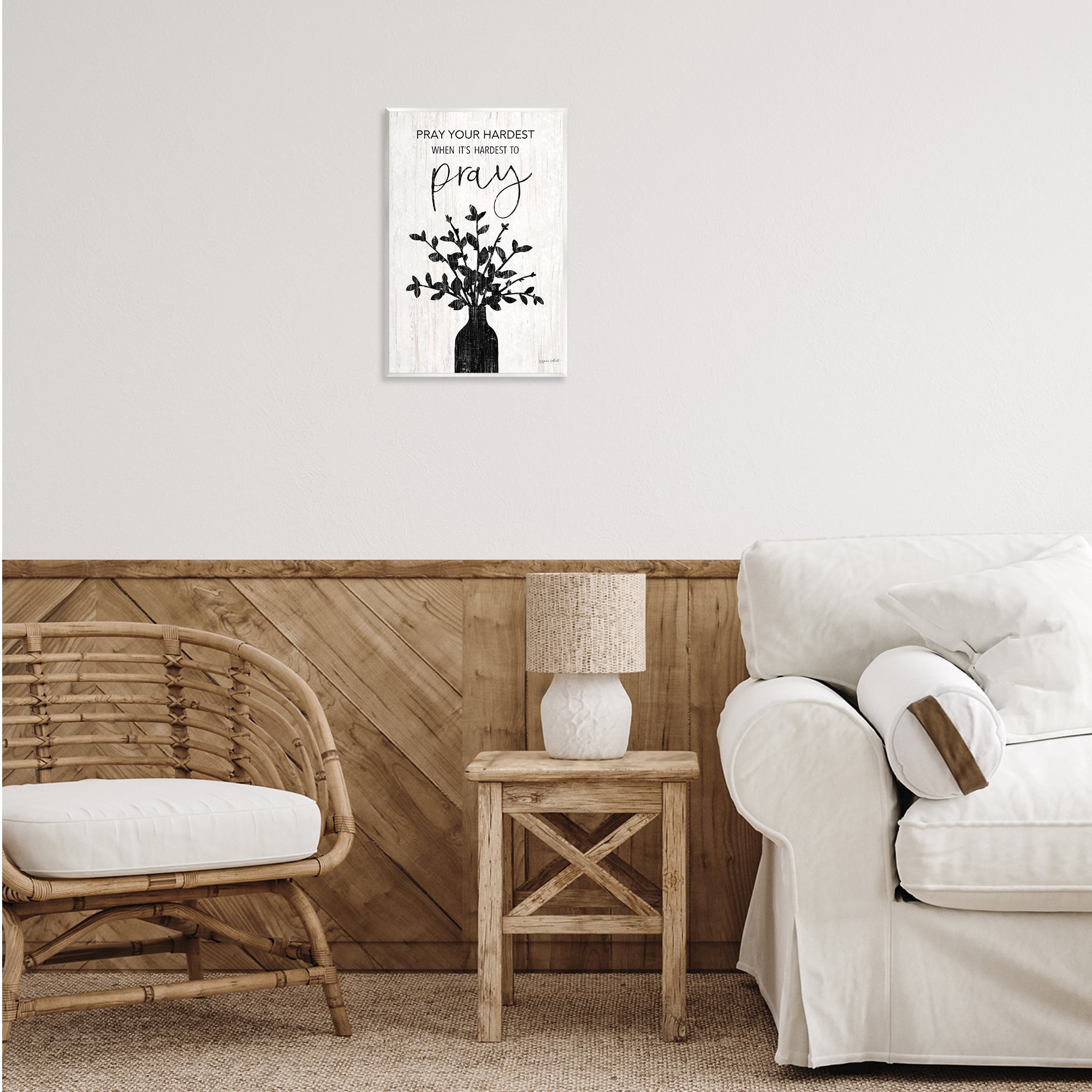 Stupell Industries Pray Your Hardest Religious Painting Unframed Art Print Wall Art, 13 x 19