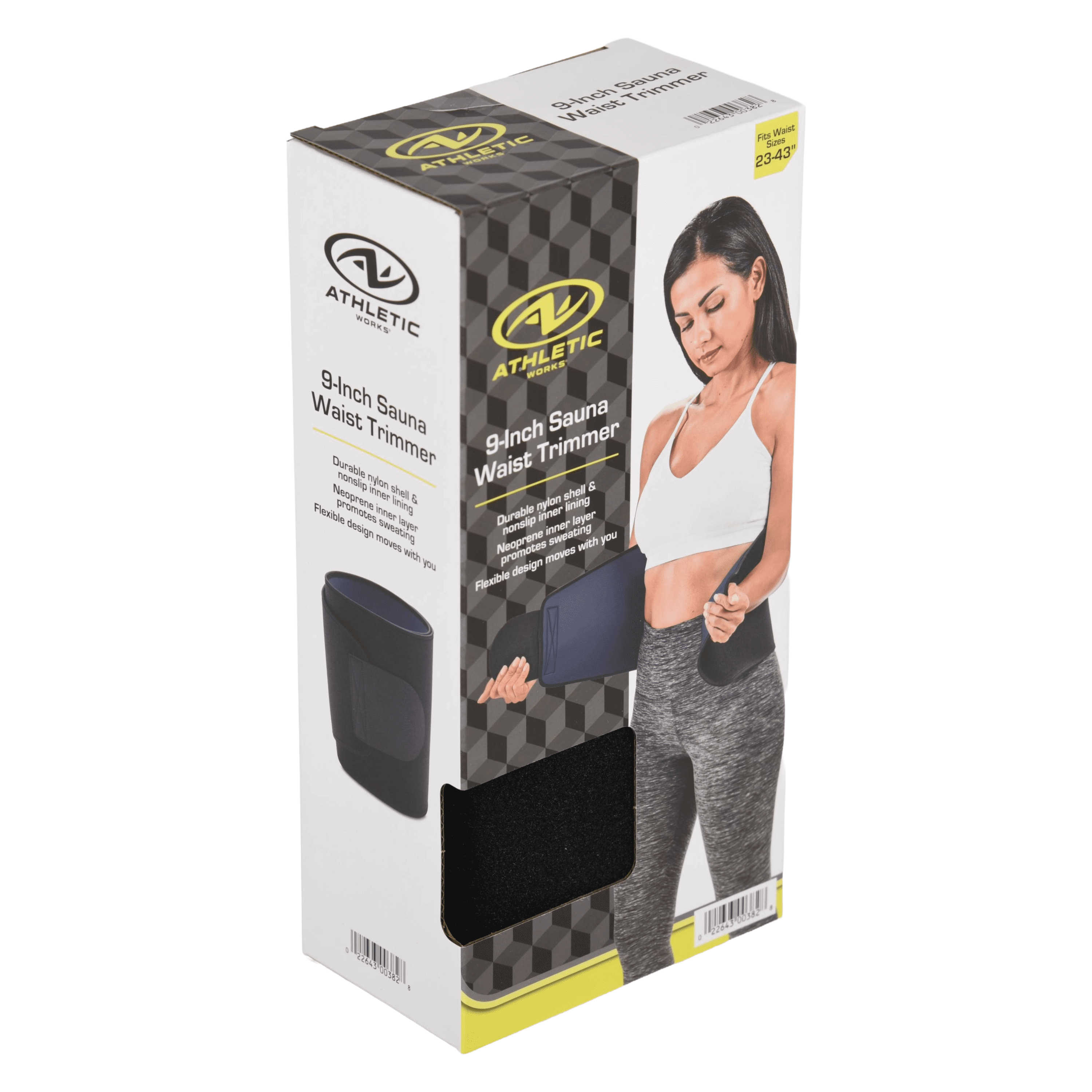 Athletic Works 9" Sauna Waist Trimmer, Adult, Black