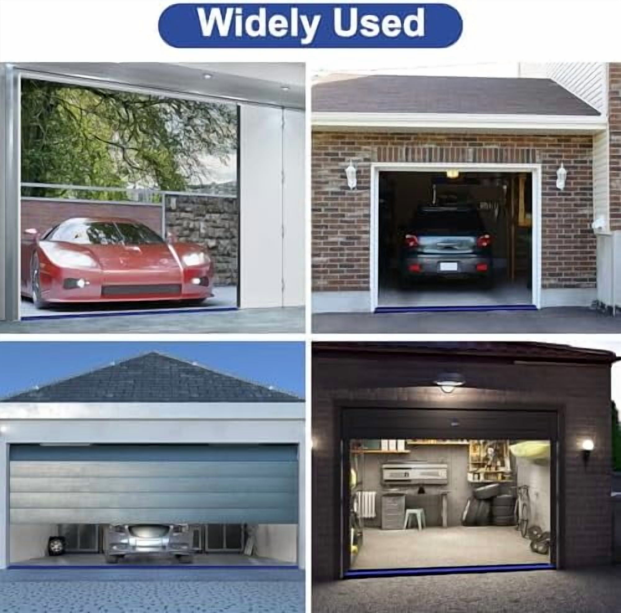 20Ft/6M Universal Garage Threshold Seal Strip with 300ml Black Sealants/Adhesives, Garage Door Bottom Weatherproof Strip Rubber DIY Weather Stripping Replacement (Black-Blue Line)