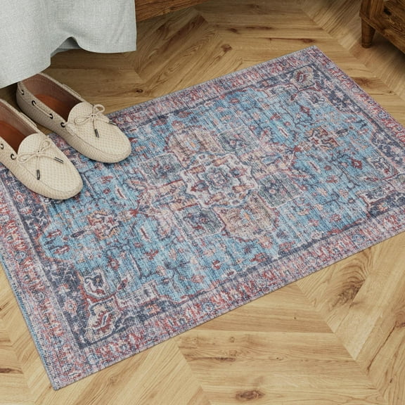 Unique Loom Maahru Collection Area Rug - Blue Moon (10' 6" x 13' 1" Rectangle Blue/Ivory)