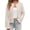 Beige, variant on Button Down Long Sleeve Lightweight Crewneck Casual Knit Striped Cardigan
