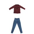 thumbnail image 1 of Chaqueta Y Pantalones Vaqueros A Cuadros Rojos A Escala 1/6 Para Cuerpo De Figura De Acción De 12 " Sunnimix Figura de acción Camisa a cuadros, 1 of 8