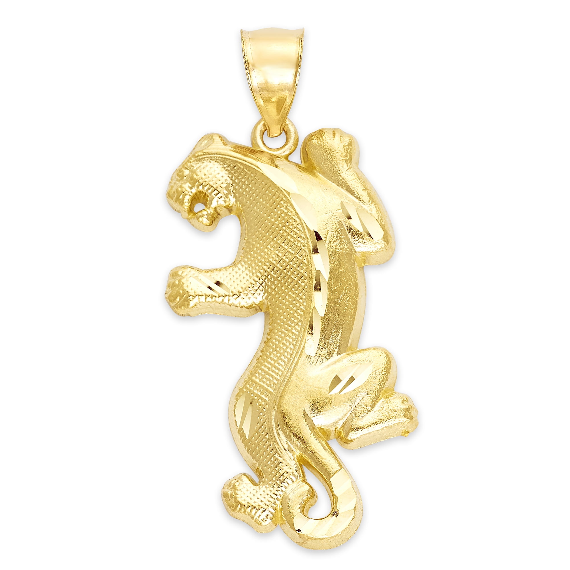 14k Gold Large Panther Pendant, Big Cat 
