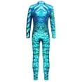 thumbnail image 2 of Zaldita Kids Girls One Piece Unitards Long Sleeve Turtleneck Unitard Fish Scale Full Body Catsuit Teal 145-150/L, 2 of 7