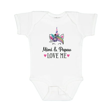 

Inktastic Mimi and Papaw Love Me Unicorn Girls Baby Bodysuit