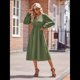 thumbnail image 5 of Vestido Mini de Larga con Escote en V para Mujer, Corte A, Cintura Alta, Informal, Fluido, Ideal para Invitadas A Cócteles y Bodas. Verde L, 5 of 9