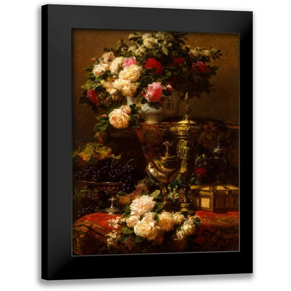 Robie, Jean-Baptiste 12x14 Black Modern Framed Museum Art Print Titled - Flowers and fruit