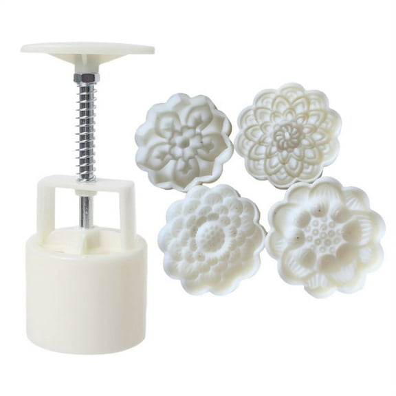 JZROCKER Plastic Material Mooncake Molds Stamp Moon Cake Mould Cartoon Lotus Shaped Mold