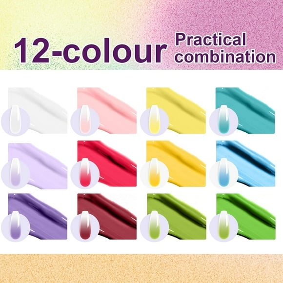 LIDUI-Gradient Painting Gel, 12 Bright Colors Ombre Gel Nail Polish for Pigment Pat Aura Nails, French Manicure DIY Nail Art,Long-lasting, No-wipe Soak of UV Palette Solar Flare