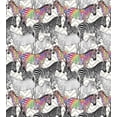 thumbnail image 3 of Rainbow Zebra Duvet Cover Set, Abstract Modern Design Print of Funky Animal on Chevrons, Decorative 3 Piece Bedding Set with 2 Pillow Shams, Queen Size, Grey Yellow Multicolor, by Ambesonne, 3 of 3