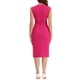 thumbnail image 3 of Vestido de tubo sin mangas de V cuello para mujeres Inspire Chic, vestido de lápiz con cinturón para el trabajo, fucsia 3XL, 3 of 6
