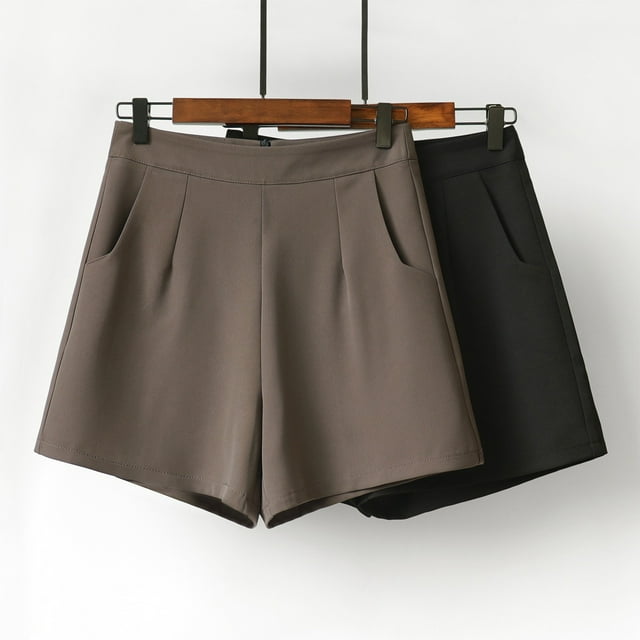 Gspmoly Short pour Femmes, Short d'Été Mince à Drapé Ample Uni pour Femmes, Short de Randonnée pour Femmes, Liquidation, Noir G