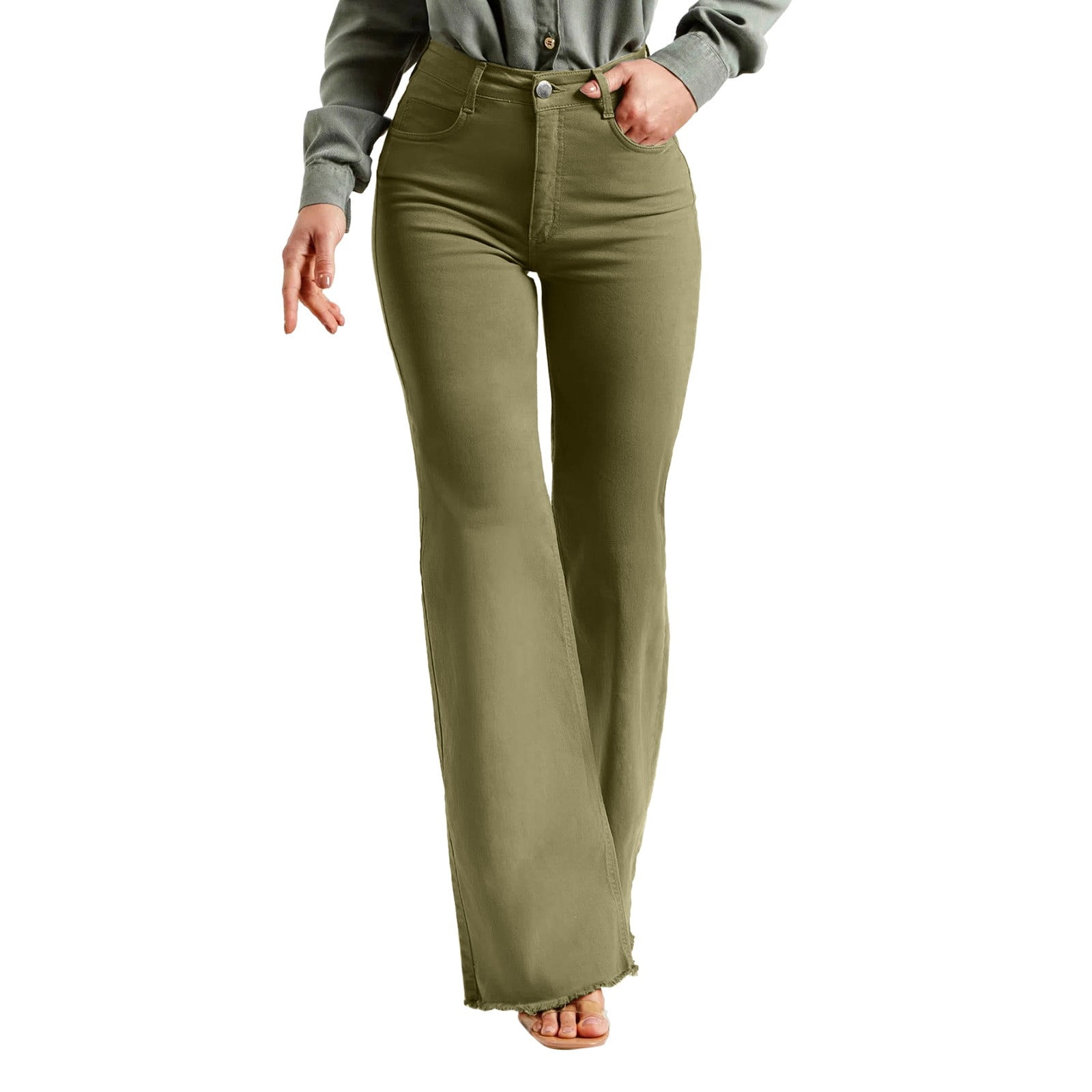 Flared Trousers Ladies Green Adult Flared Trousers Ladies Green Adult
