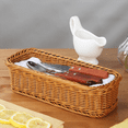 thumbnail image 4 of 5X Desktop Cutlery Storage Basket Woven Basket Restaurant Tableware Drain Storage Box Tableware Storage Basket, Brown, 4 of 5