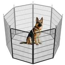 SunsGrove Dog Playpen,45 inch 2 Panels Heavy Duty Anti-Rust Pet Pen for Indoor, Courtyard, RV Camping for Large Dogs, Easy Insert into Soil, Black