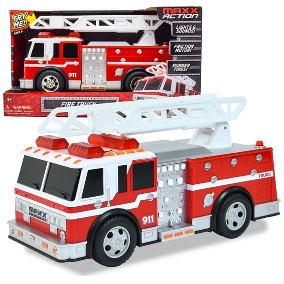 Maxx Action Large Firetruck with Extendable Ladder – Lights & Sounds Motorized Rescue Vehicle
