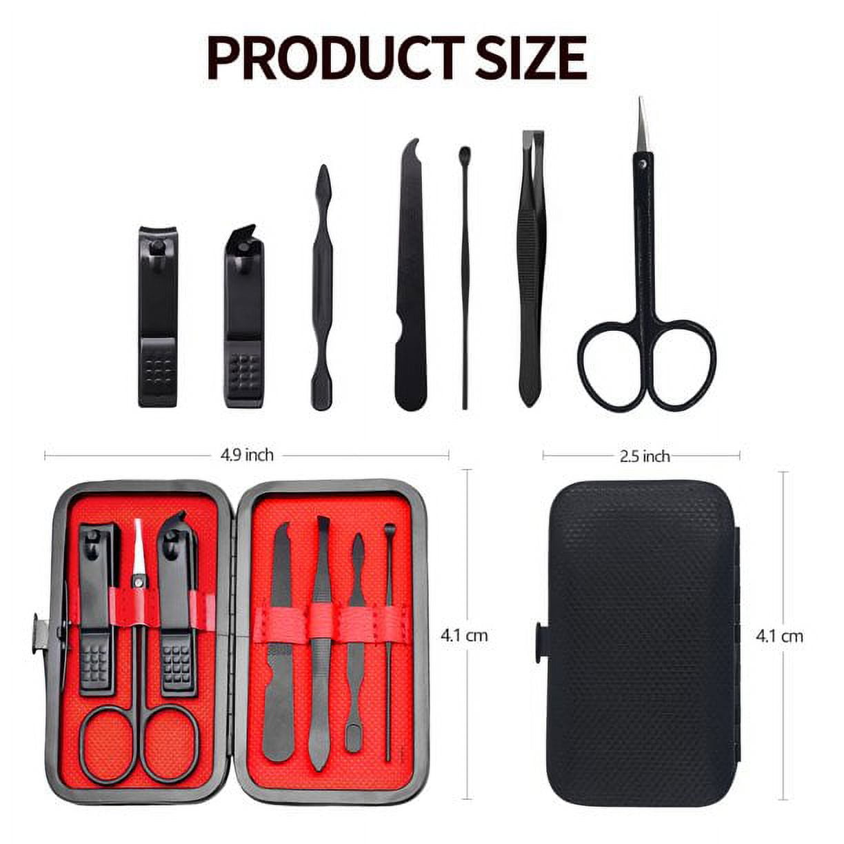 UISHUSO 7 in 1 Manicure Set Professional Nail Clipper Set Stainless Steel  Manicure Kit Nail Care Kit Pedicure Kit - Black 