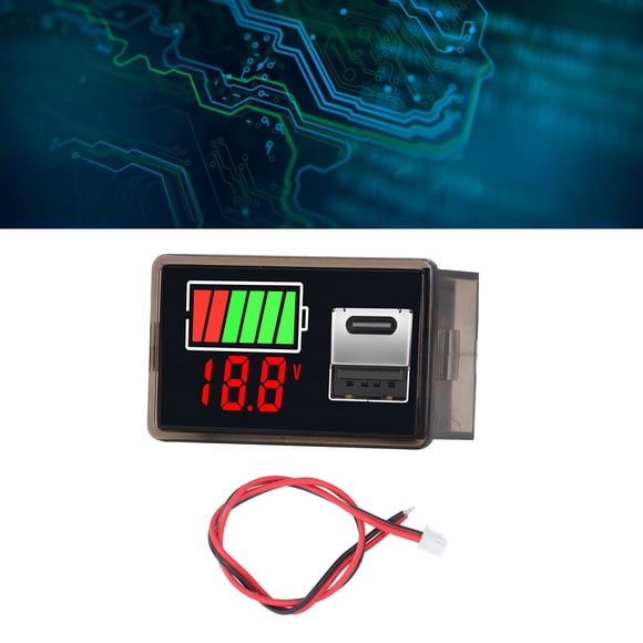 Battery Voltage Monitor LED Display Battery Meter with USB and TYPE C Ports Vehicle Motorcycle Boat DC8-30V