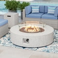 thumbnail image 5 of VENTOPYR 2-Piece Outdoor Terrazzo White Round Propane Firepit Table Set w Tank Table, Wind Guard, 5 of 7