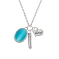 thumbnail image 2 of Delight Jewelry Silvertone Oval - Imitation Cat's Eye - Dark Teal - Always My Mother Bar Zoe Necklace, 2 of 4