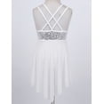 thumbnail image 3 of TTAO Kids Girls Sleeveless Shiny Sequins Irregular Hem Leotard Dress Lyrical Latin Ballroom Dancewear White 10, 3 of 7