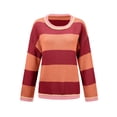 thumbnail image 2 of yillto Womens Oversized Sweater Baggy Color Block Long Sleeve Knit Striped Fall Winter Fashion Sweaters, 2 of 7