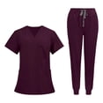 thumbnail image 4 of Conjunto de uniformes Fernando ropa de trabajo para mujer pantalones de enfermera con bolsillos rojo oscuro, 4 of 8