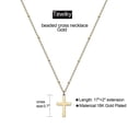 thumbnail image 2 of Collar de cruz para mujer, chapado en oro de 14 quilates y cadena de plata de ley, delicado collar con colgante de cruz de oro en capas, collares simples y lindos para W, 2 of 4