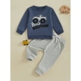 thumbnail image 4 of Baby Toddler Boy 2Pcs Fall Outfit 0 6 12 18 24 Months 2T 3T 4T Long Sleeve Truck Print Sweatshirt + Pocket Pants Brother Matching Clothes Set, 4 of 9
