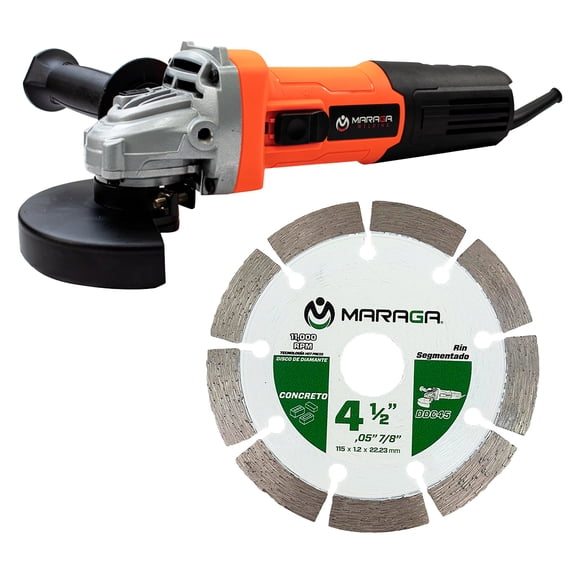 KIT Esmeriladora 800W MARAGA EA800 + Disco Diamante 4 1/2 Pulgadas DC45