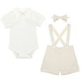 thumbnail image 3 of IDOPIP Baby Boys Formal Suit Gentleman Set Short Sleeve Romper Suspenders Shorts Pants Bowtie Wedding Tuxedo Outfits, 3 of 9