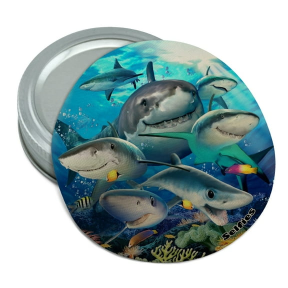 Shark Ocean Selfie Round Rubber Non-Slip Jar Gripper Lid Opener