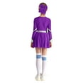 thumbnail image 2 of TiaoBug Girls Kids Diamond Long Sleeve Dance Dresses Cheer Leader Cheerleading Team Uniform Dress Up Purple 10, 2 of 7