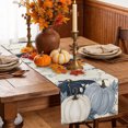 thumbnail image 5 of Navy Blue Fall Pumpkin Cotton Linen Rectangle Table Runners 13"x48", Thanksgiving Botanical Harvest Coffee Table Runner Dresser Scarves Luxury Table Runners for Wedding Party Banquet Dinner Decor, 5 of 8