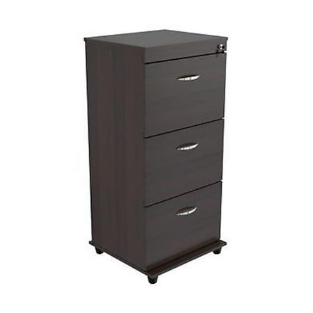 Inval 3 Drawer Vertical Wood Lockable Filing Cabinet Espresso