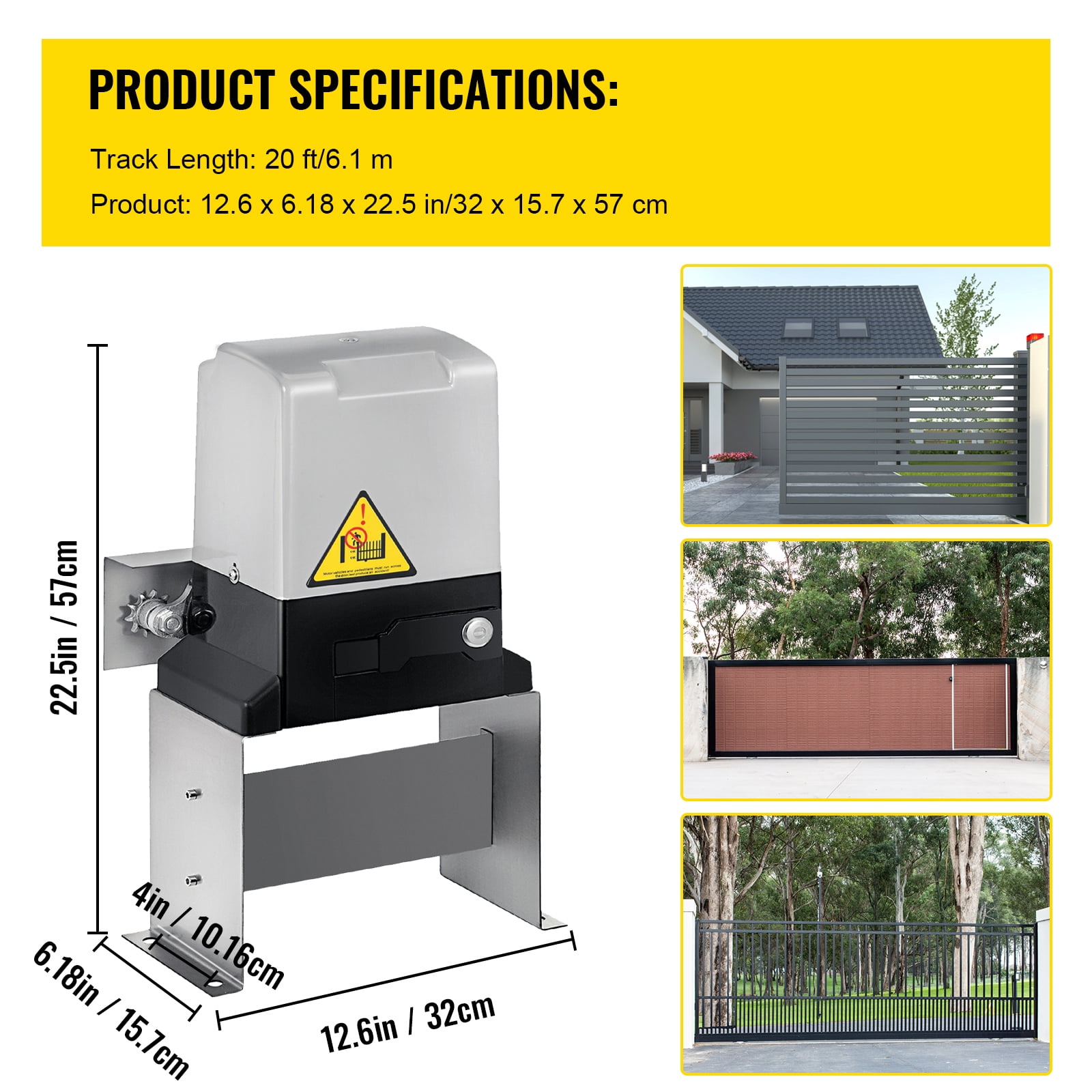 KFFKFF Sliding Door Opener AC1400 3100 lbs With 2 Remotes, Travel Speed 43 ft/min, Base Model