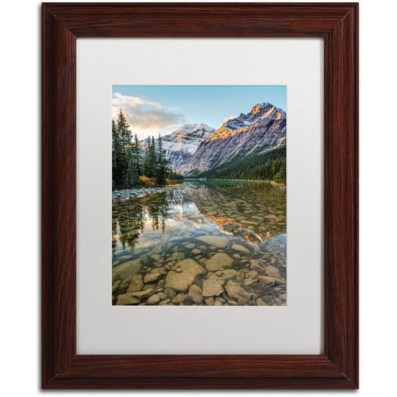Trademark Fine Art 'Mount Edith Cavell Sunrise' Canvas Art by Pierre Leclerc, White Matte, Wood Frame