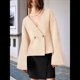 thumbnail image 4 of Cárdigan de Cuello en V para Mujer, Larga Acampanada, Botones, Frente Abierto, Suéter de Punto Holgado, Blazer de Otoño Albaricoque M, 4 of 10