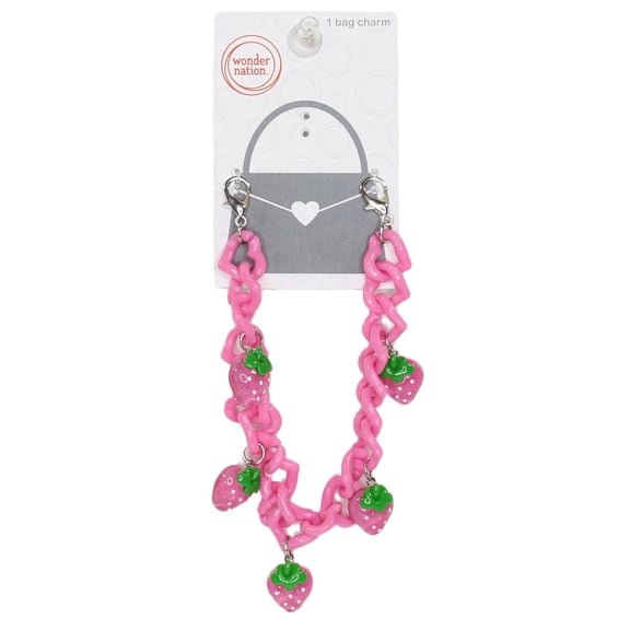 Wonder Nation Girls Strawberry Charms Bag Chain, Pink
