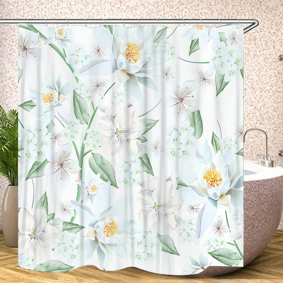 Watercolor Shower Curtain, Durable Christmas Shower Curtains Colorful Patternwith Plastic Hooks Moving Gift