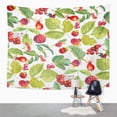 thumbnail image 2 of UFAEZU Green Watercolor Red Berries and Leaves Rose Hips Raspberry Cranberry Hawthorn Wall Art Hanging Tapestry Home Decor for Living Room Bedroom Dorm 51x60 inch, 2 of 2
